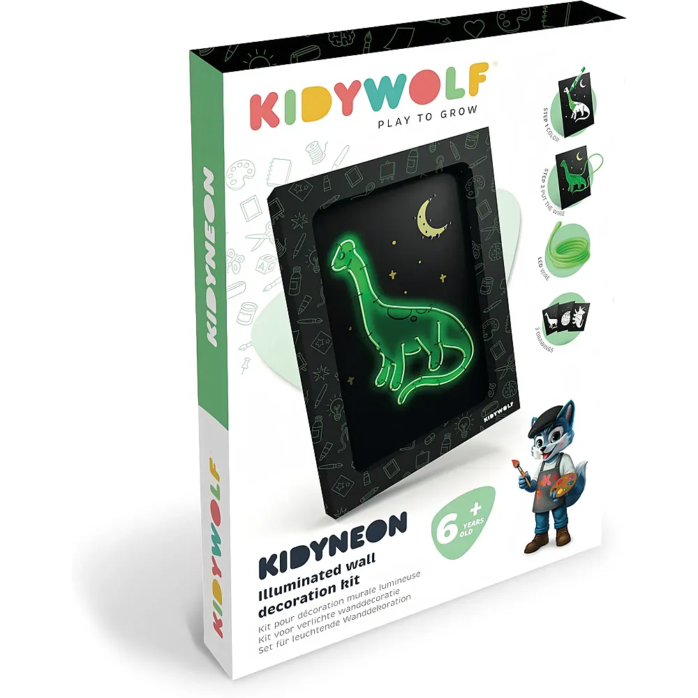 Kidywolf Leuchtendes Wandbild 3er-Set, Dinos