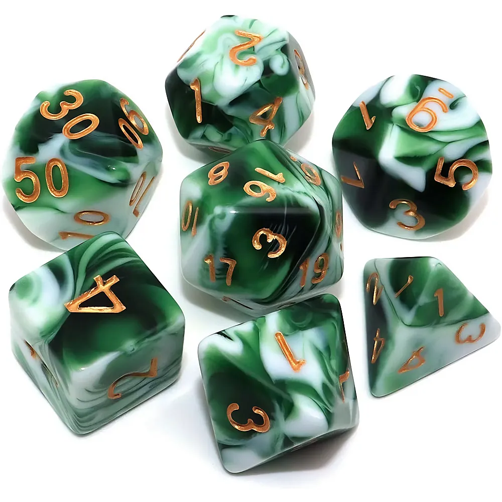 meinspielzeug - Creebuy D&D Polyedrische Rollenspiel-W�rfel Gr�n/Weiss - 7 Teile Dungeons & Dragons | Kennerspiele