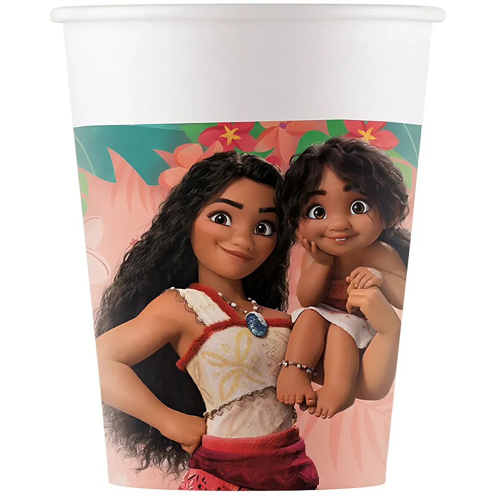 Procos Papierbecher Vaiana 200ml - 8 Teile Disney Princess | Tischdeko