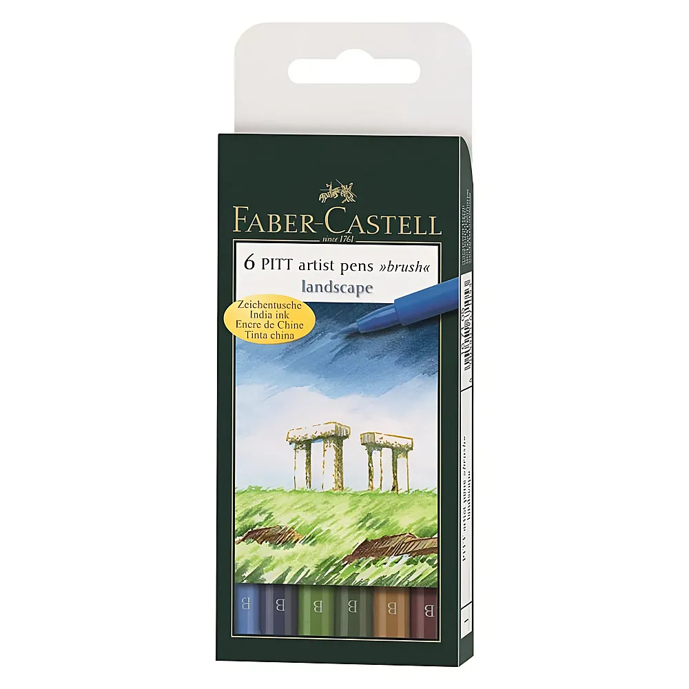 Faber-Castell Tuschestift PITT Artist Pen Etui Landscape 6er Etui | Farbe & Kreide