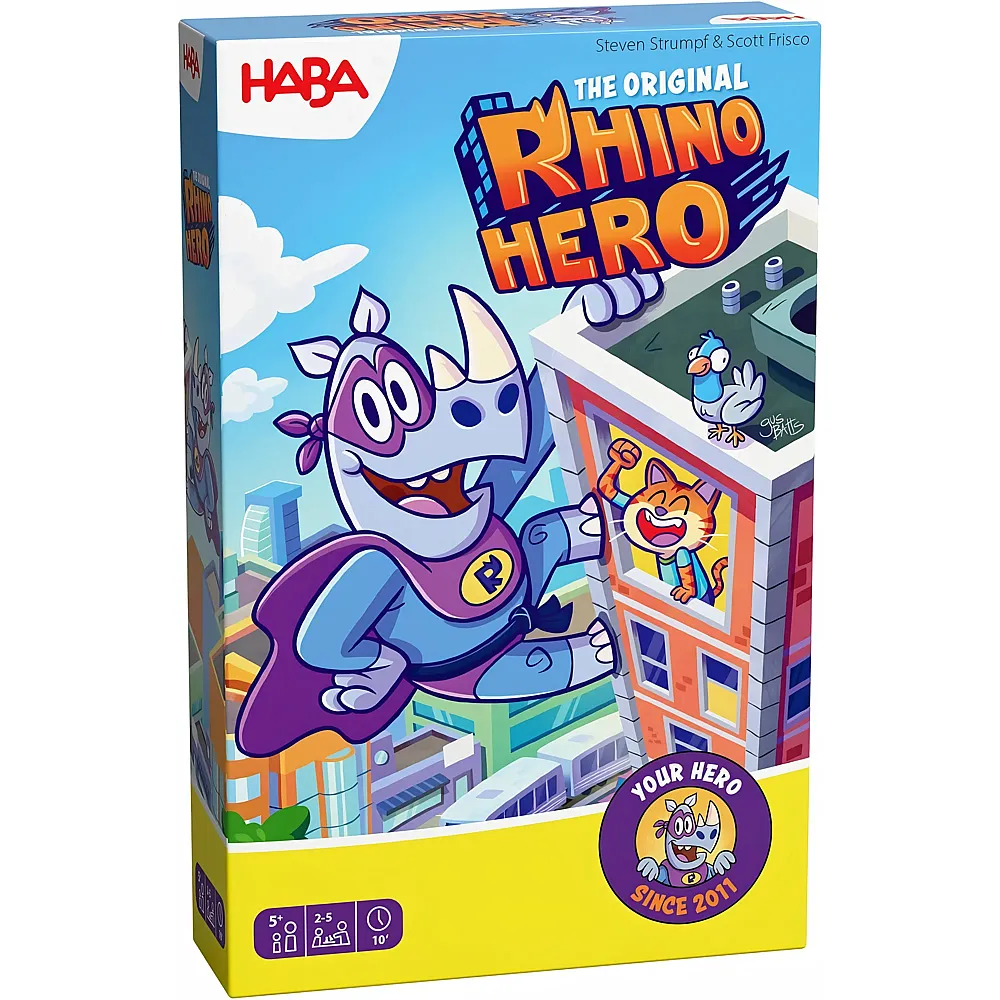 HABA Spiele Rhino Hero - Spannendes 3D Stapelspiel und Karten Hochhaus
