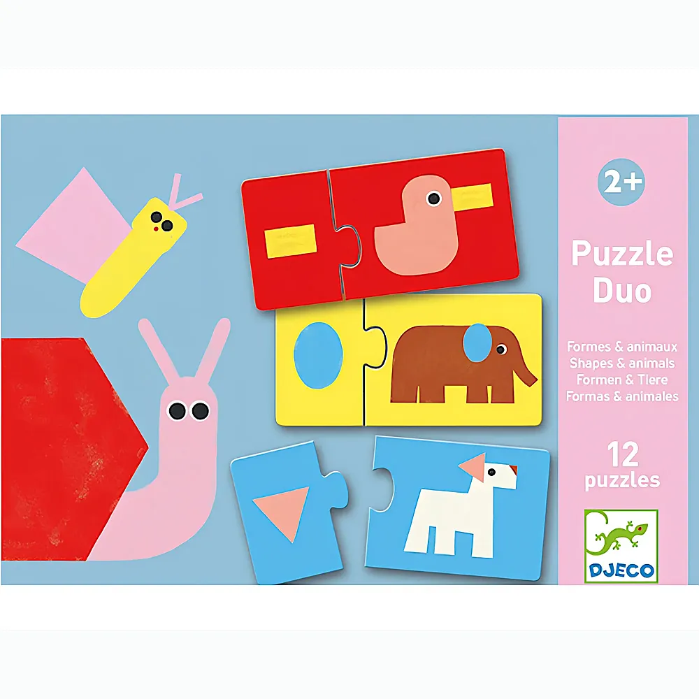 Djeco Puzzle Duo Formen & Tiere 6x2