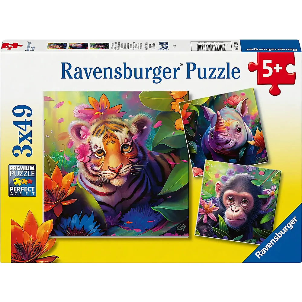 Ravensburger Puzzle 3in1 Dschungelbabys - 49 Teile