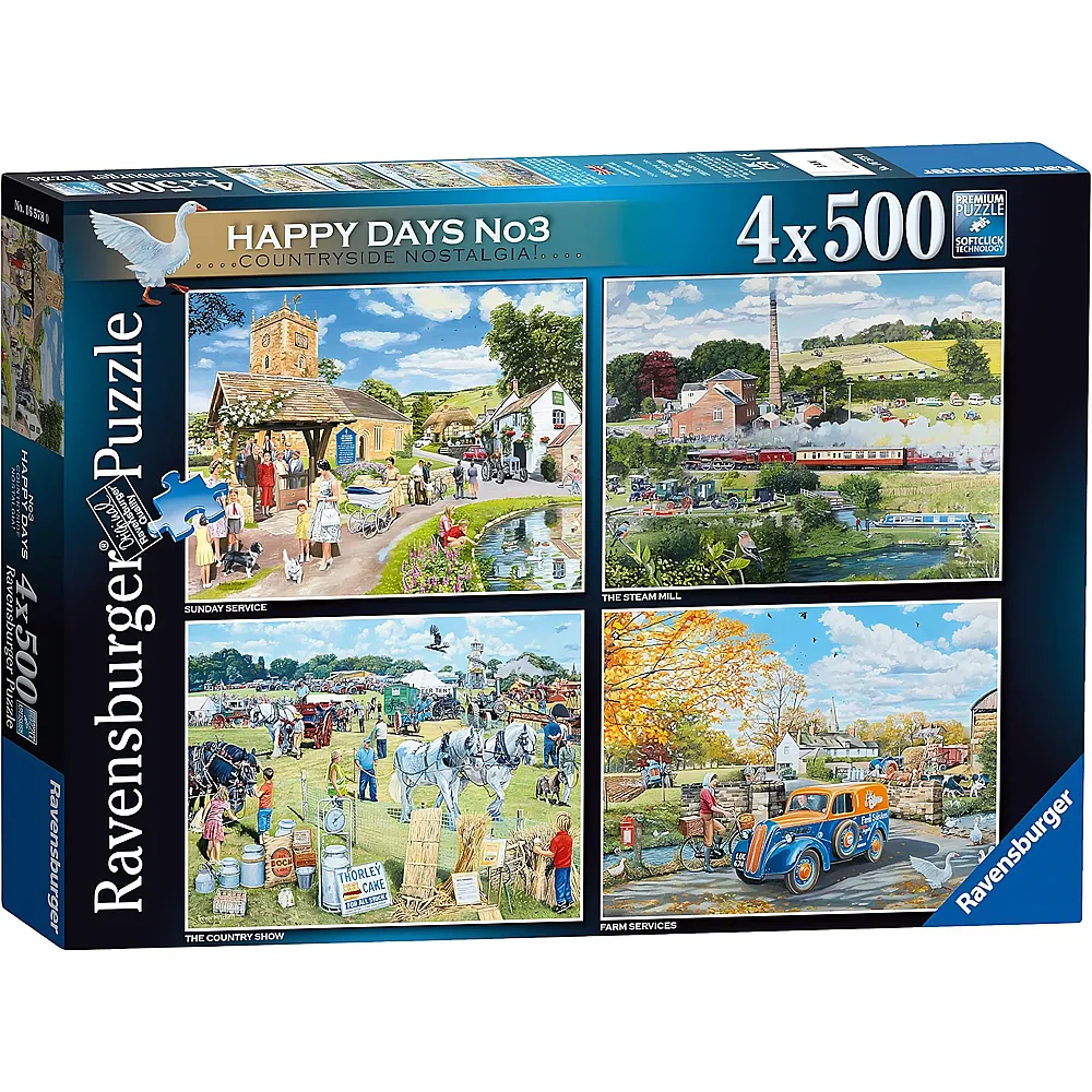Ravensburger Puzzle 4in1 Gl�ckliche Tage Nr.3 Nostalgie auf dem Land - 500 Teile