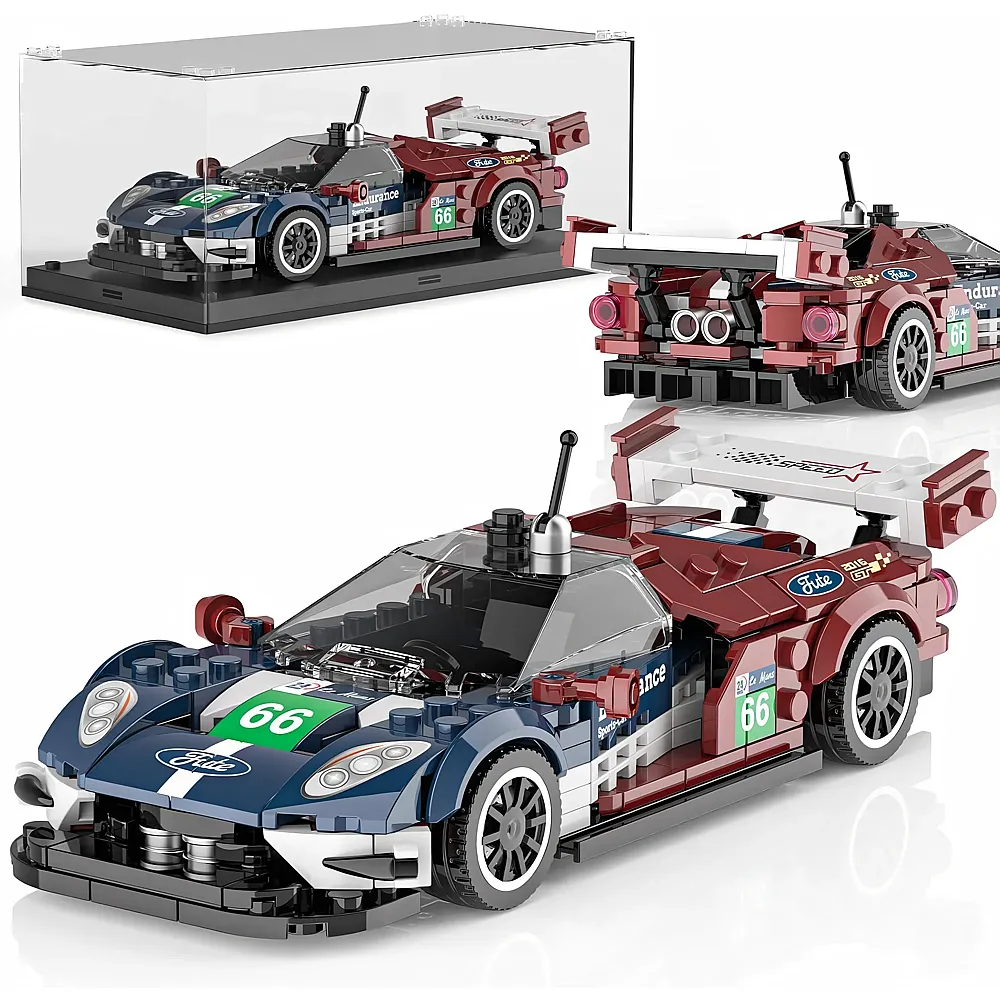meinspielzeug - Mould King Speed Champion Rennwagen-Bausatz mit Acryl Vitrine 27103 | Klemmbausteine Fahrzeuge
