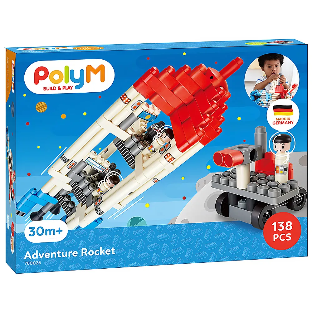 Hape PolyM Build & Play Abenteuer Mond-Rakete 138Teile
