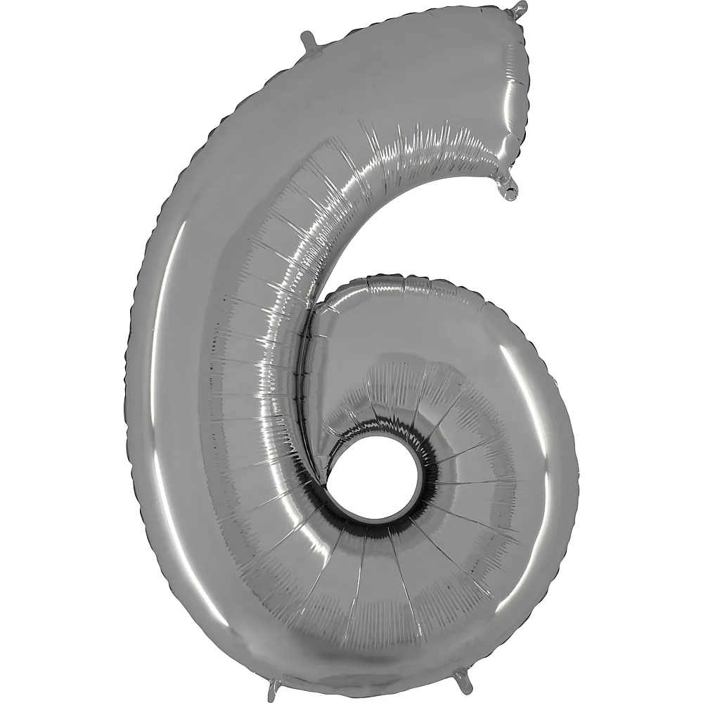 Grabo Folienballon Zahl 6 Silber - 102 cm