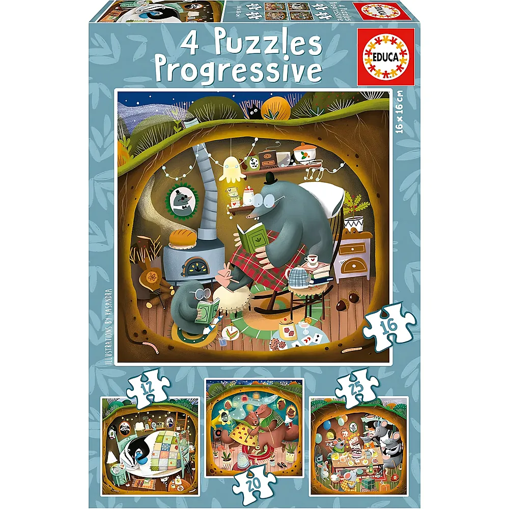 Educa Puzzle 4in1 Waldgeschichten 12-25