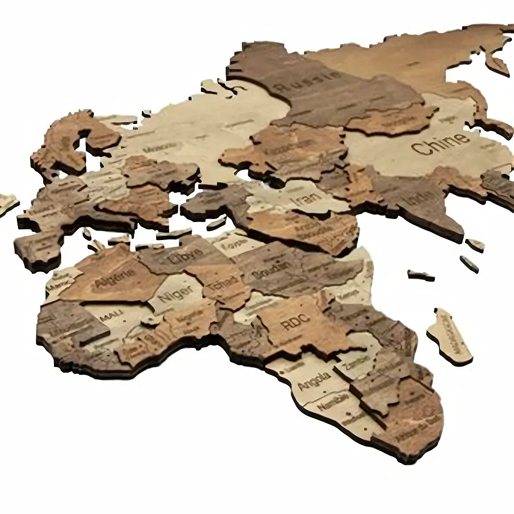Creatif Wood Carte DU Monde 3D Foncee M 70x100cm - Suche