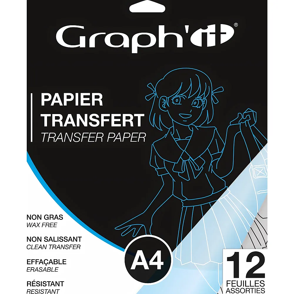 Graph'it Papier Transfert 12 Feuilles A4 Assorties Noir, Rou - Suche