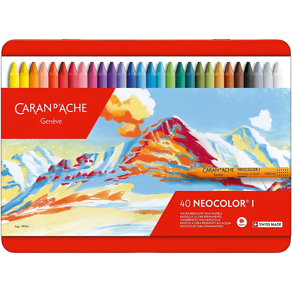 Caran d'Ache Wachsmalstifte Neocolor 1 wasserfest - 40 Teile