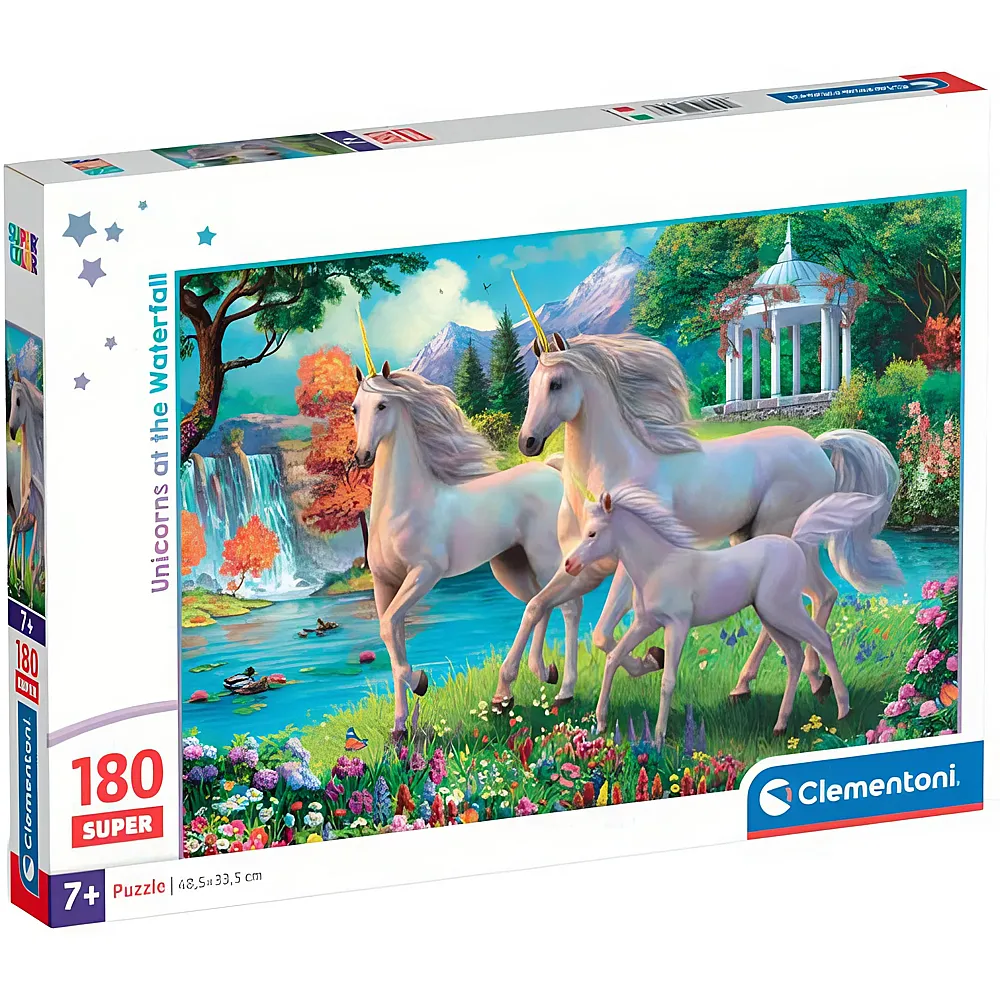 Clementoni Puzzle Supercolor Einh�rner mit Wasserfall - 180 Teile