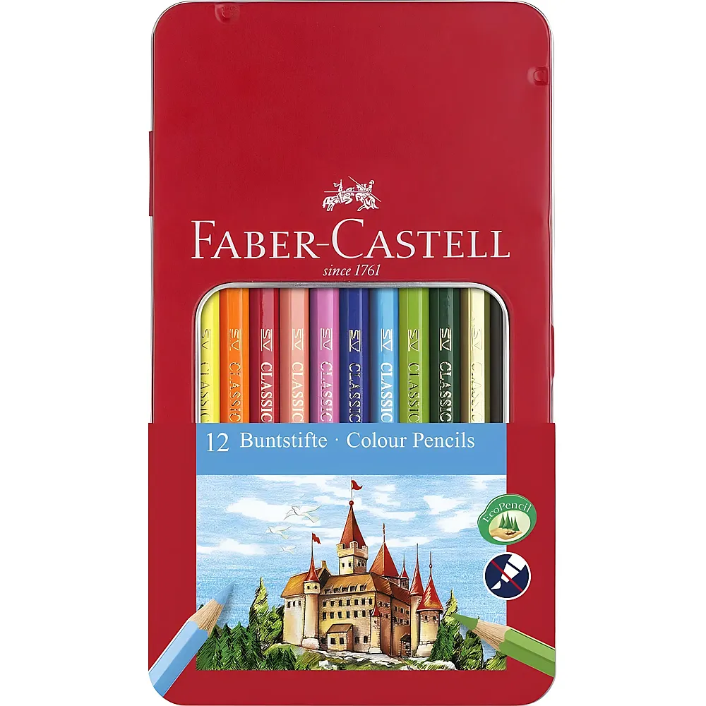 Faber-Castell Classic Colour Crayons de couleur hexagonaux en �tui m�tallique - 12 pi�ces