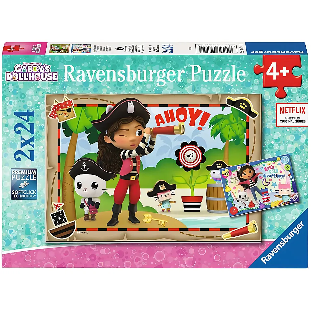 Ravensburger Puzzle Gabby's Dollhouse Auf zur Piraten-Party 2x24