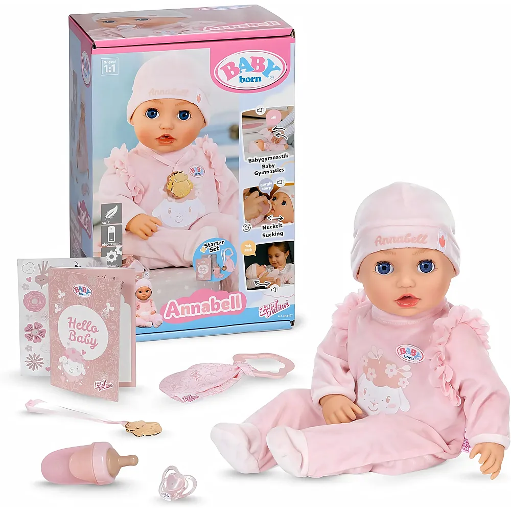meinspielzeug - Zapf Creation Baby Born Weiche Babypuppe Annabell mit 7 Funktionen & Sound 43cm | Babypuppen