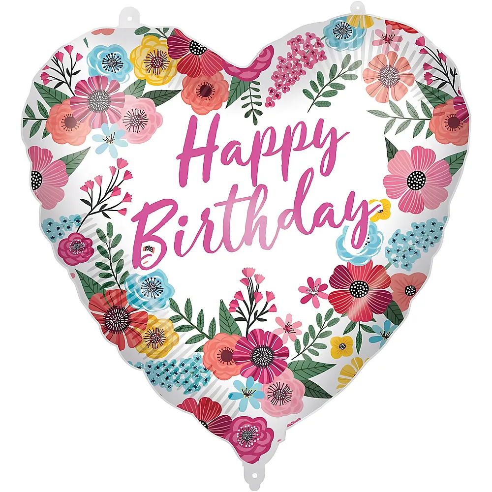 Procos Folienballon Happy Birthday Herz - 45 cm - Folienballone