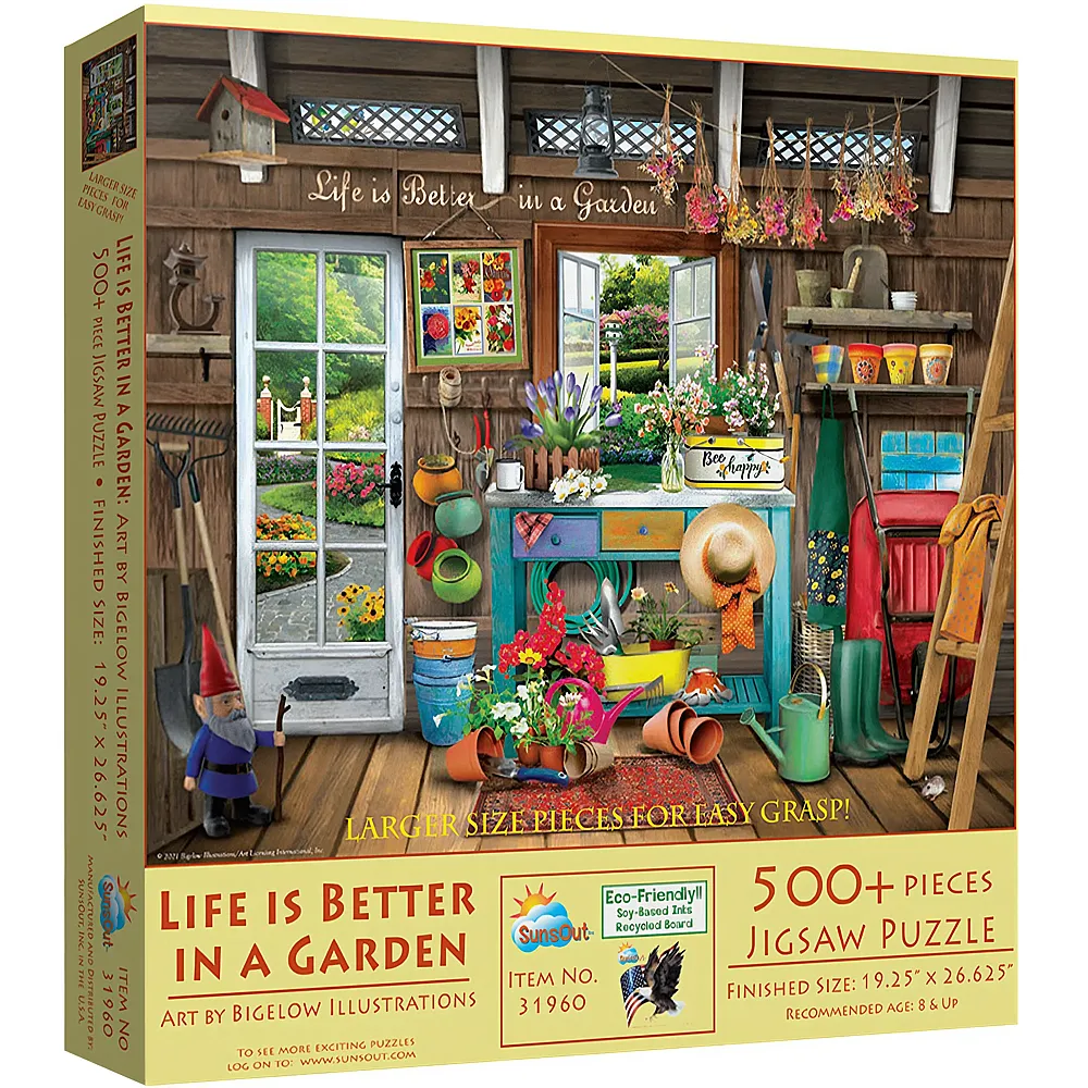 SunsOut Puzzle Bigelow Illustrations Life is Better in a Garden 500Teile