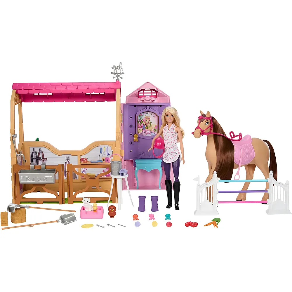 Barbie Spielzeugstall-Spielset mit Puppe, Pferd und Zubeh�r