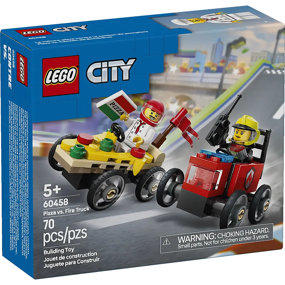 LEGO City Pizzalieferwagen vs. L�schauto 60458