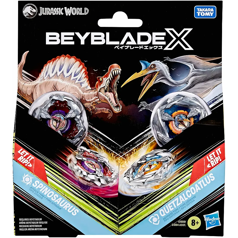 meinspielzeug - Beyblade X Spinosaurus vs. Quetzalcoatlus Multipack Set Jurassic World | Battling Tops