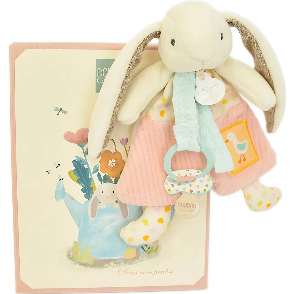 Doudou et Compagnie Schmusehase mit Schnullerhalter - 19 cm | Schmuset�cher