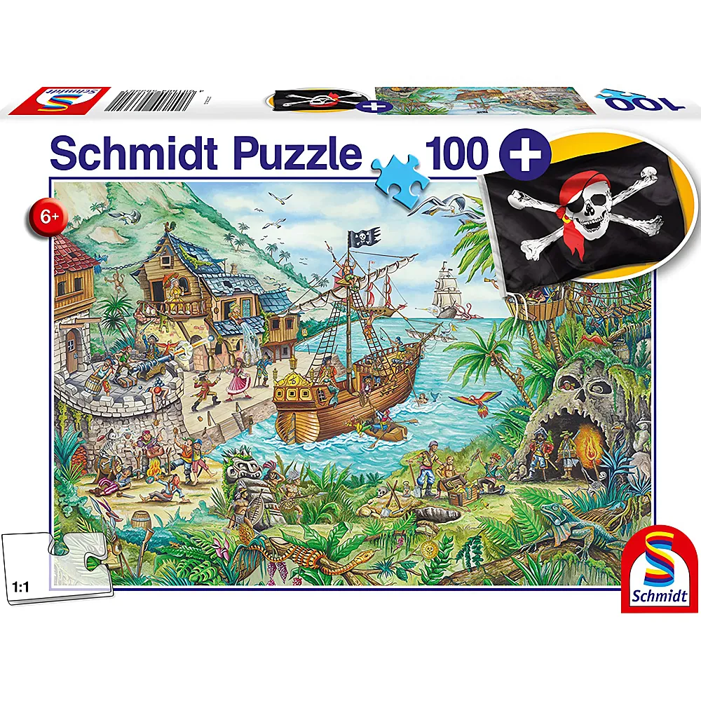Schmidt Puzzle In der Piratenbucht inkl. Piratenflagge 100Teile