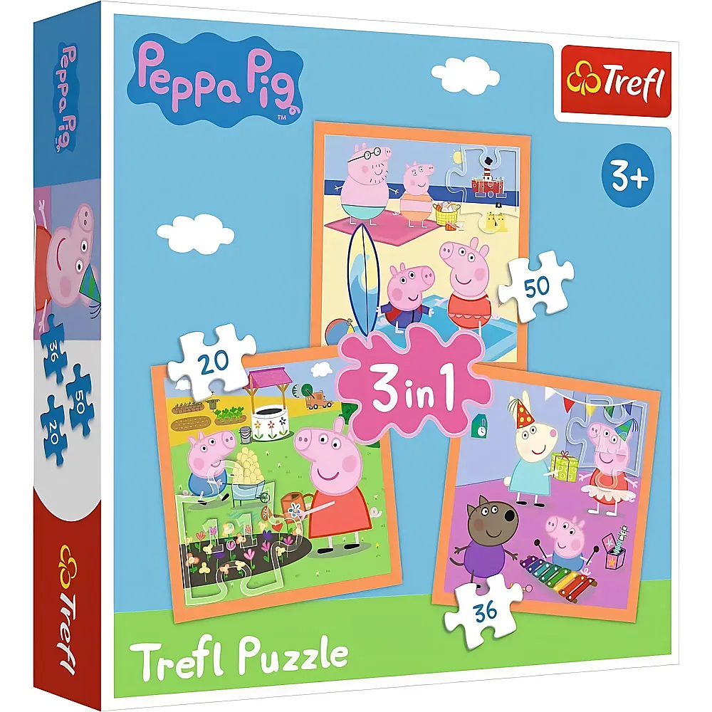 Trefl Puzzle 3in1 Peppa Pig 20-36 - Puzzle 10-104 Teile