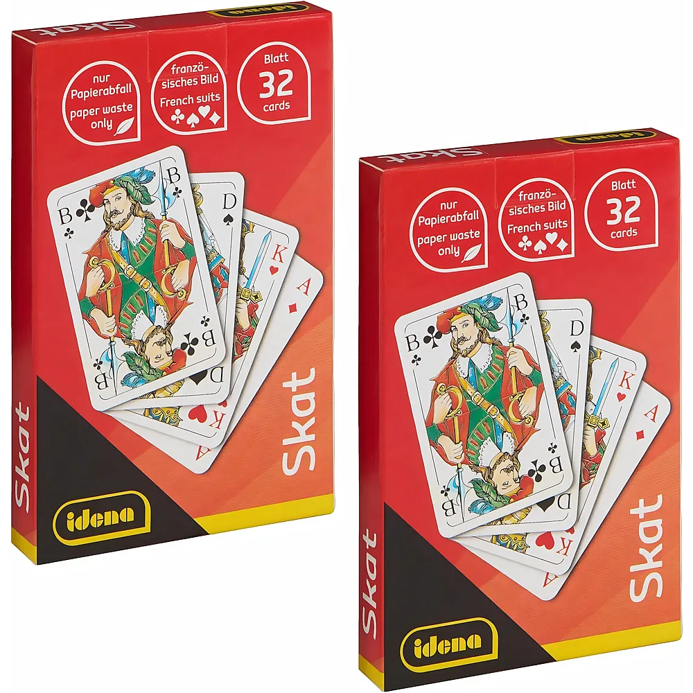 Idena 90270 - Skatspiel mit franz�sischem Blatt, 2 St�ck mit je 32 Karten, f�r 3-4 Spieler ab einem Alter von 12 Jahren, Kartenformat ca. 5,9 x 9,1 cm