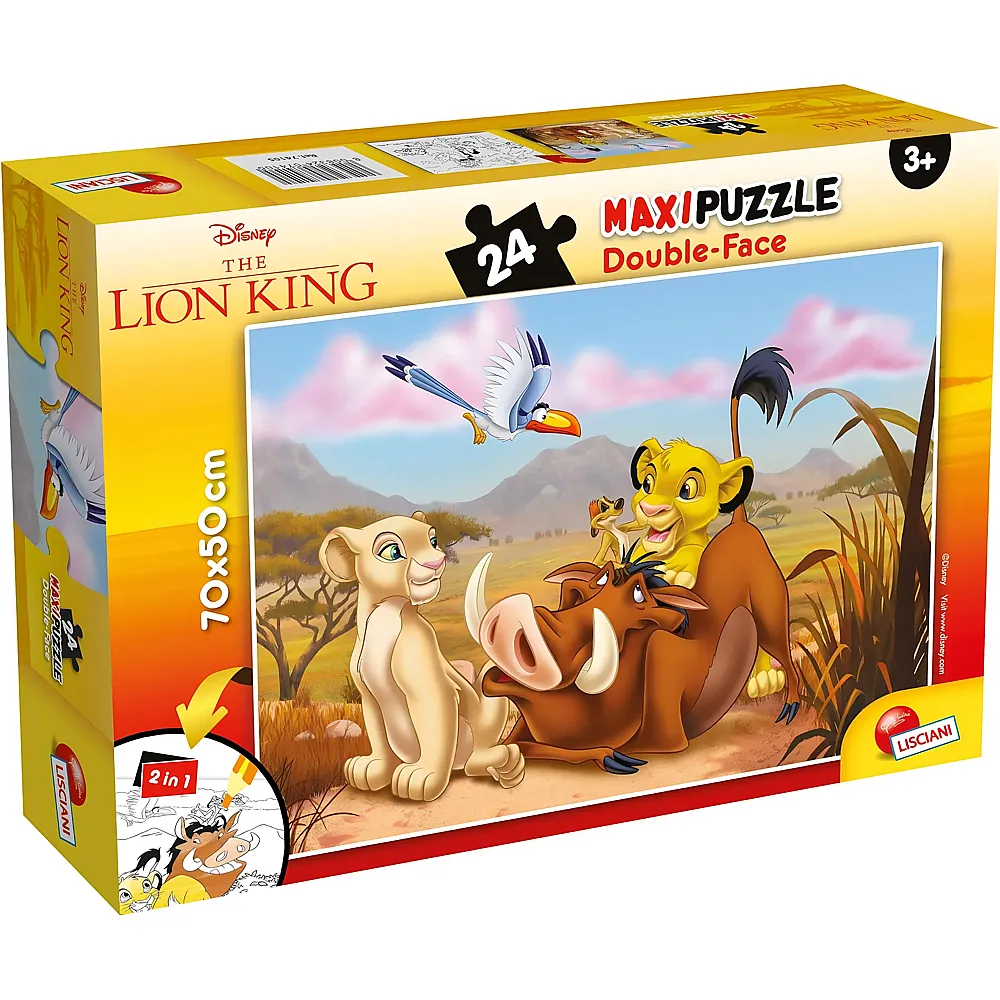 Lisciani Puzzle Double-Face 2in1 Der K�nig der L�wen zum Ausmalen 24Teile