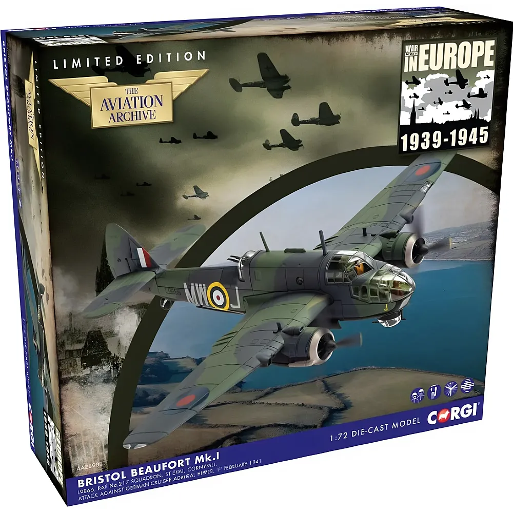 Corgi Bristol Beaufort Mk.1  MW-J  217 Sqn  RAF St. Eval  Cornwall  England 1941