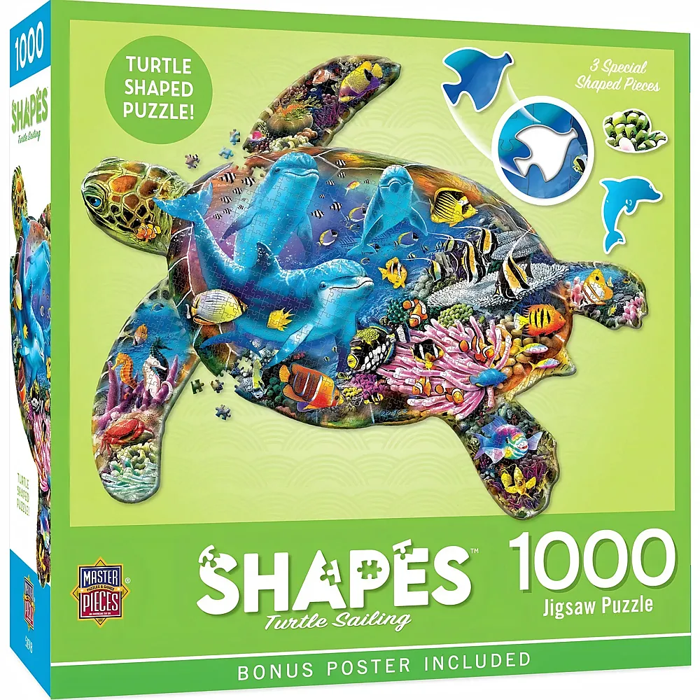 Master Pieces Puzzle Shapes Turtle Sailing - 1000 Teile