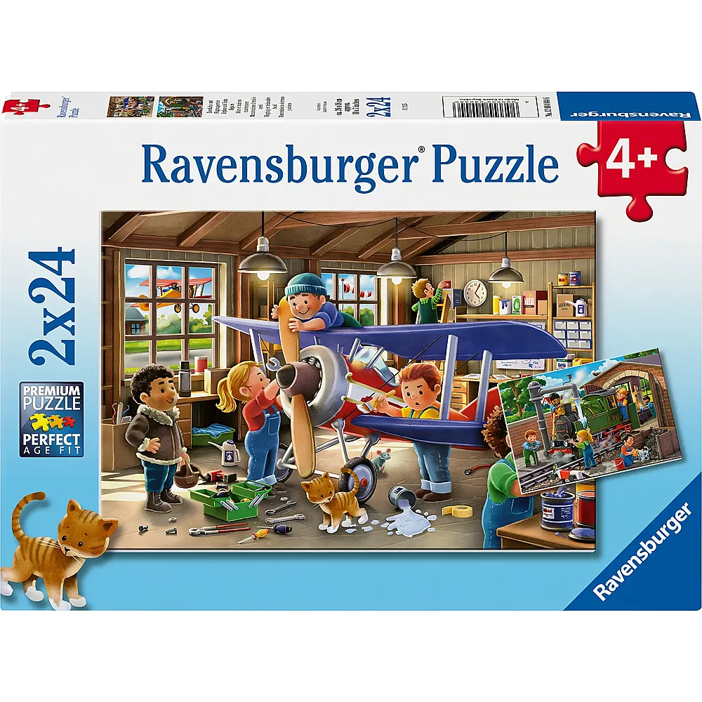 Ravensburger Puzzle 2in1 Eisenbahn- und Flugzeugservice - 24 Teile