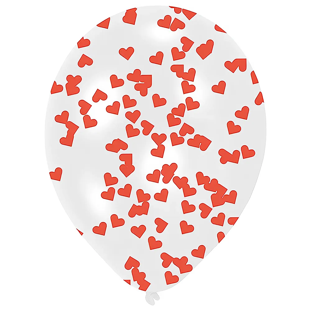 Amscan Ballons Herz transparent mit Konfetti Fllung 6Teile
