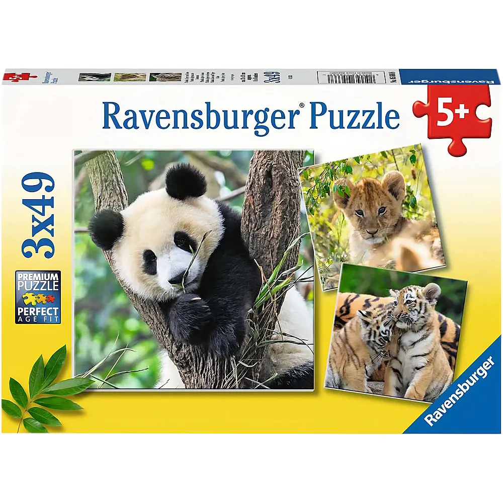 Ravensburger Puzzle Panda, Tiger und Lwe 3x49