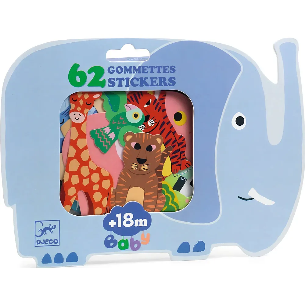 Djeco Sticker f�r die Kleinen Savanne - 62 Teile