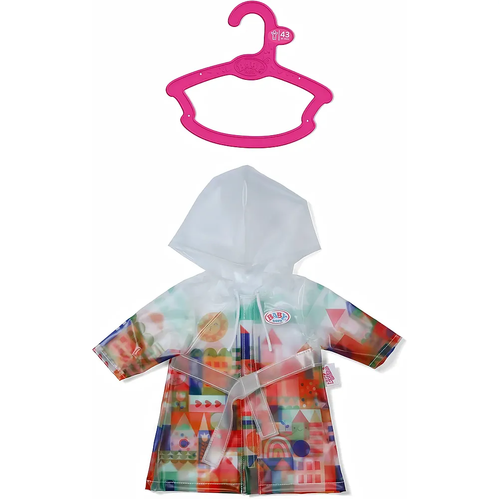 Zapf Creation Baby Born Regenmantel im City-Style mit Buntem Print und Kapuze - 43 cm