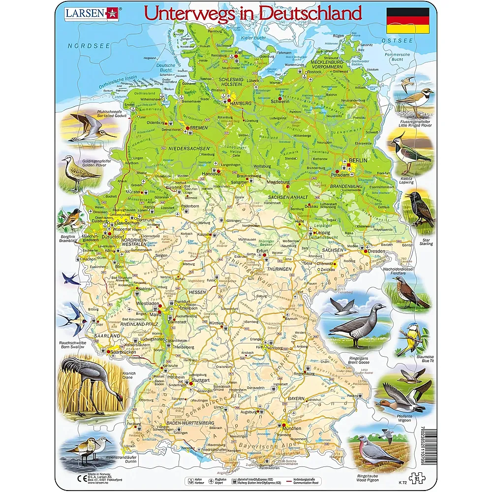 Larsen Puzzle Unterwegs in Deutschland - 91 Teile