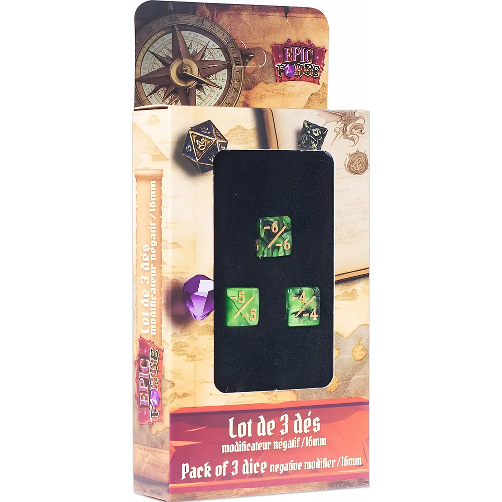 Epic Forge Lot 3 Des Modificateur Negatif 16mm Vert ET Noir ml