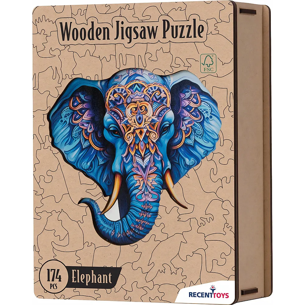 Recent Toys Puzzle Holz Elephant 174 Teile, 30x29 cm,