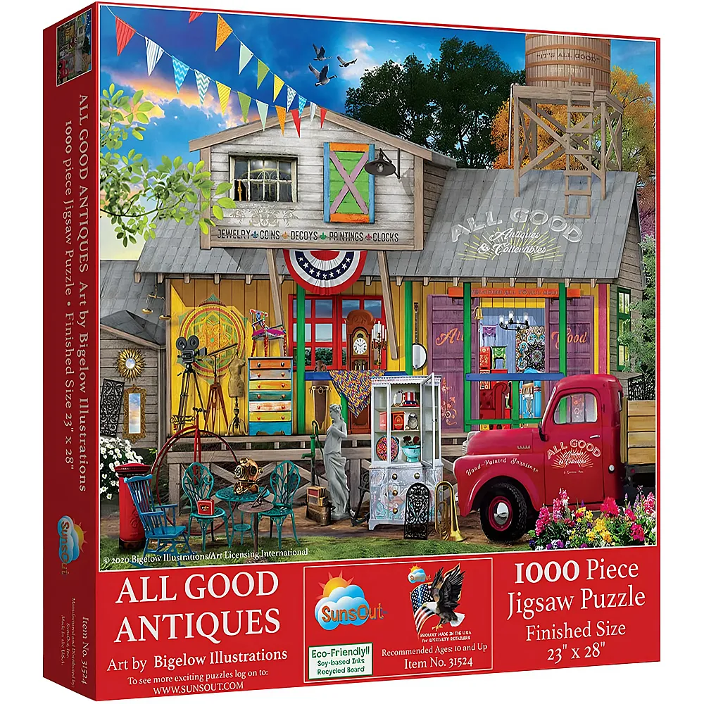 SunsOut Puzzle Bigelow Illustrations All Good Antiques - 1000 Teile