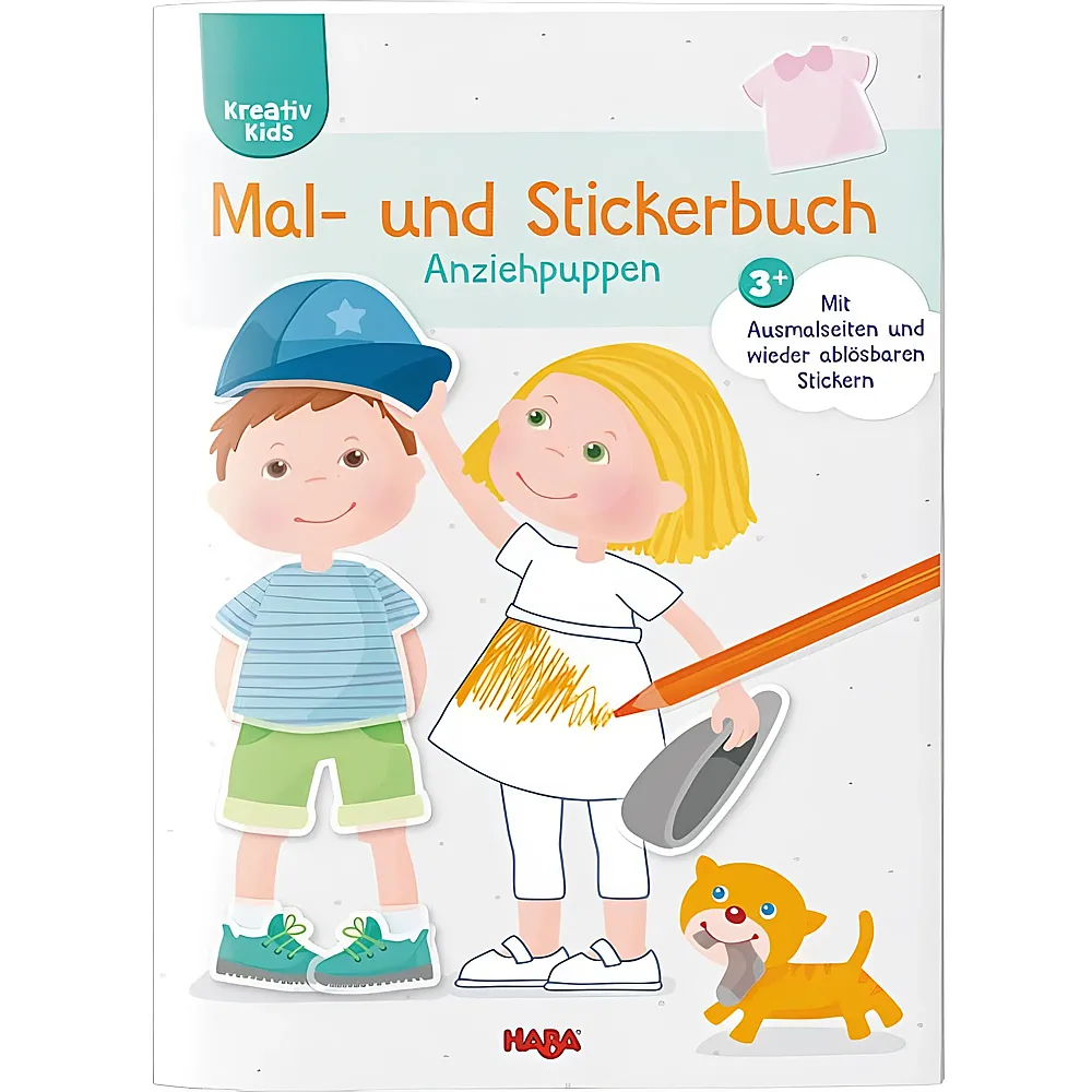 HABA Kreativ Mal- und Stickerbuch Anziehpuppen