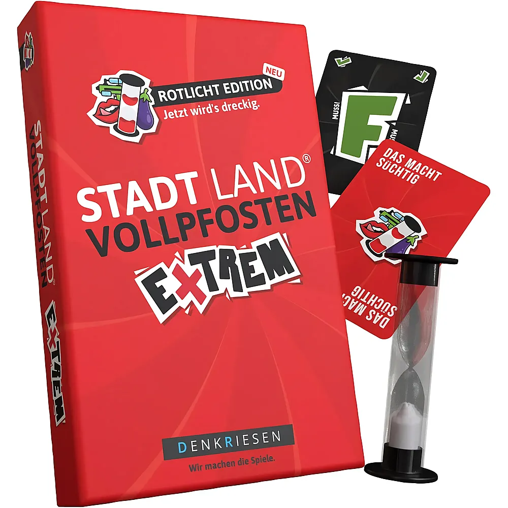 meinspielzeug - Denkriesen Stadt Land Vollpfosten Extrem - Rotlicht Edition | Kartenspiele