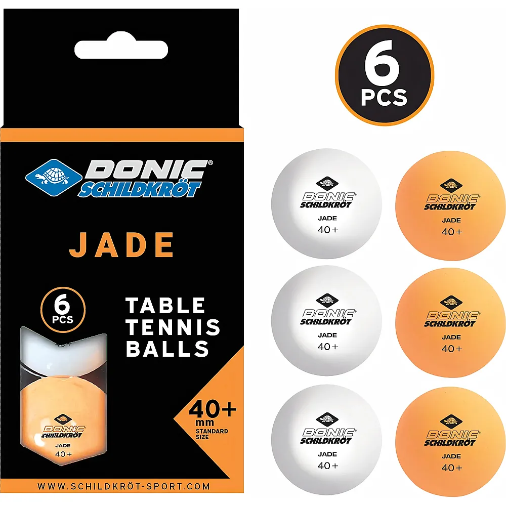 Donic Schildkr�t Tischtennis B�lle Jade 6 St�ck 3 orange und 3 weisse B�lle, - Suche