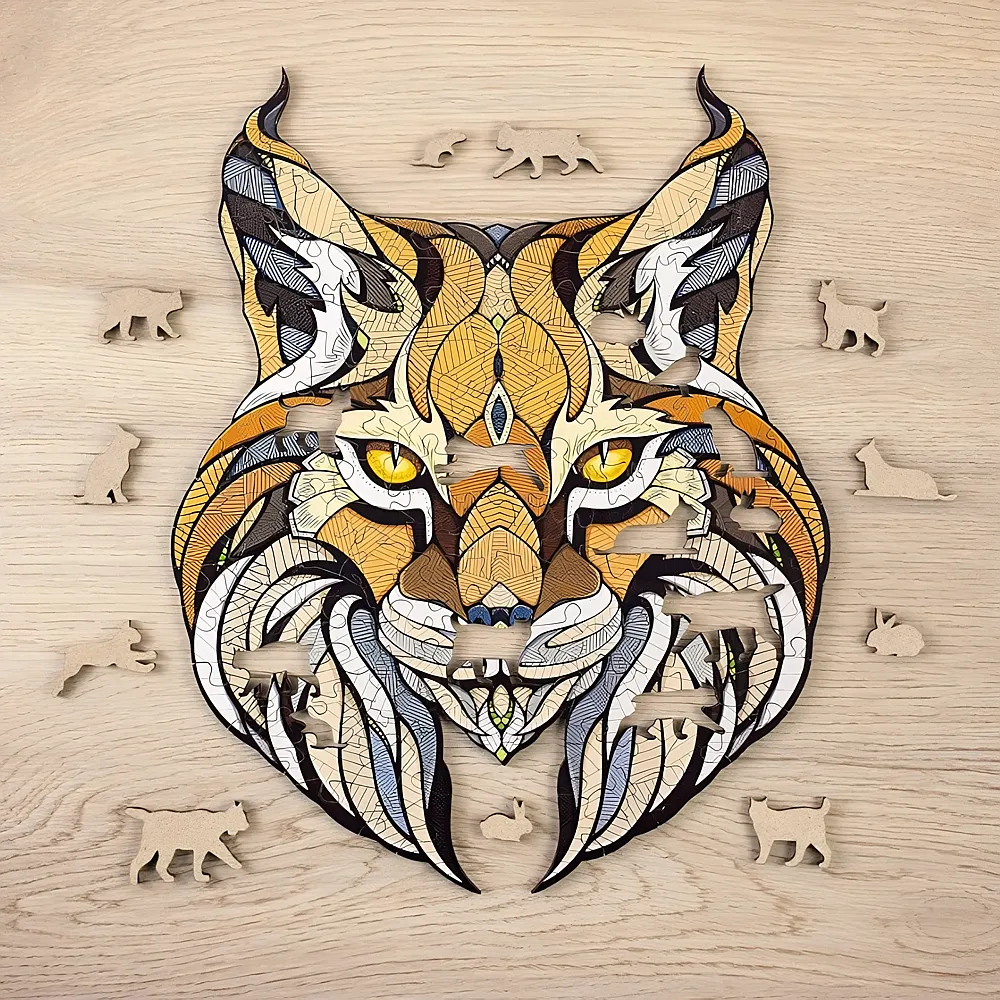 Eco Wood Art Holz-Puzzle L - Luchs In Holzkiste