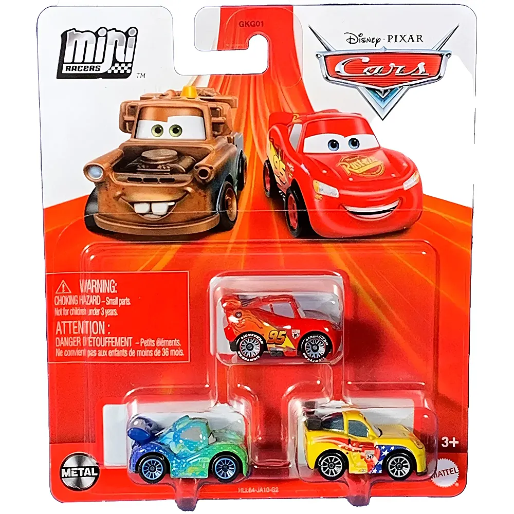 Mattel Mini Racers Disney Cars 3er-Pack Jeff Gorvette, Carla Veloso & McQueen MiniRacers | Spielzeugauto