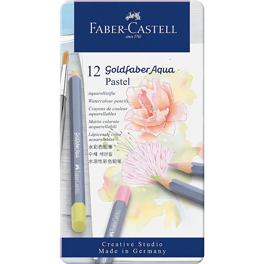 Faber-Castell Aquarellstifte Goldfaber, Pastellt�ne, wasservermalbar 12Teile