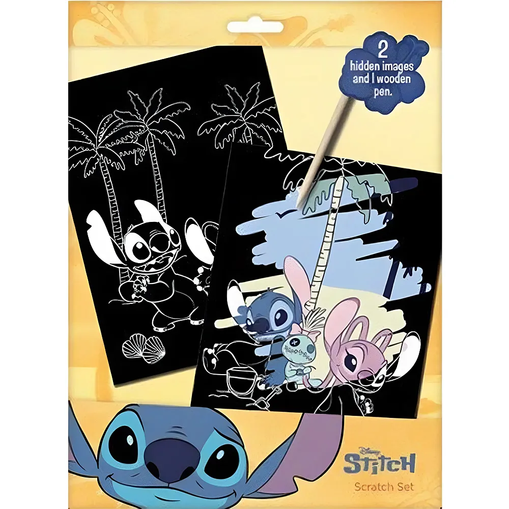 meinspielzeug - Sombo Stitch Kratzbild-Set mit Stift 19.5x28.5cm Lilo & Stitch