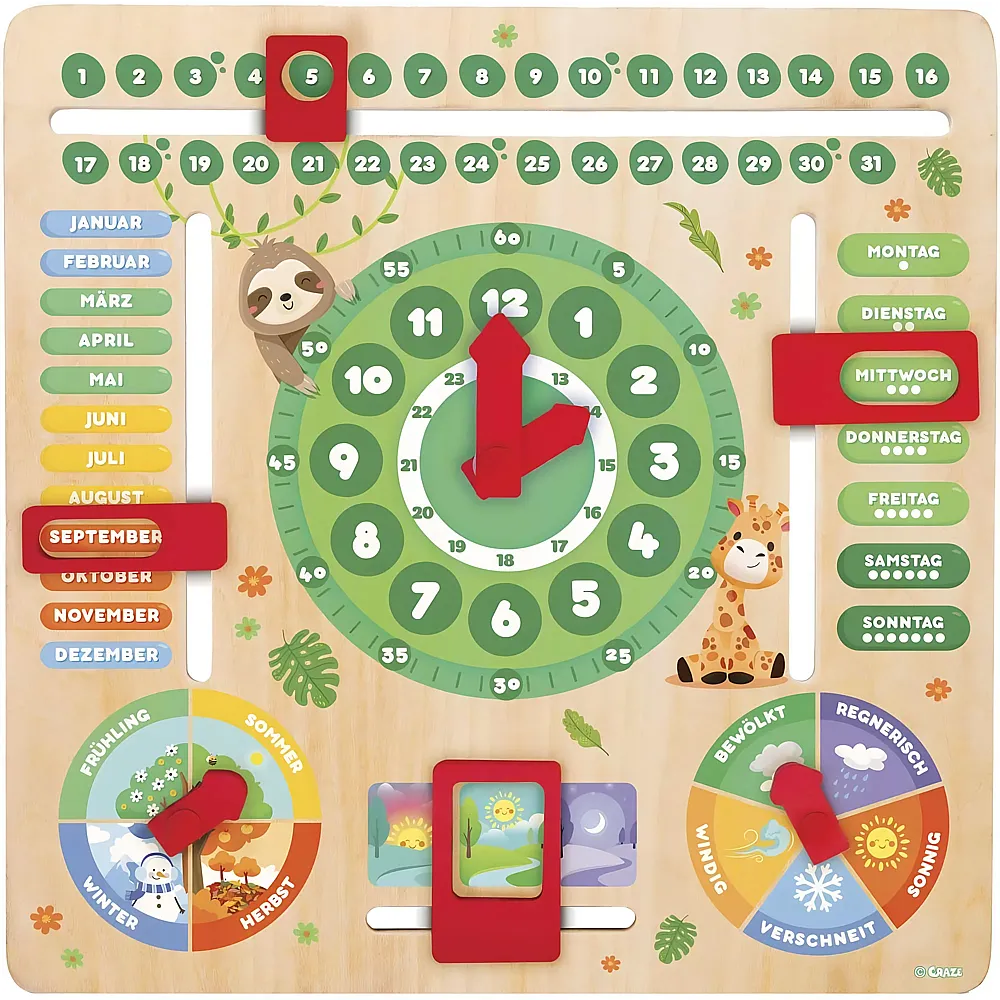 Craze My Learning Clock Animals  Lernuhr f�r Kinder aus Holz
