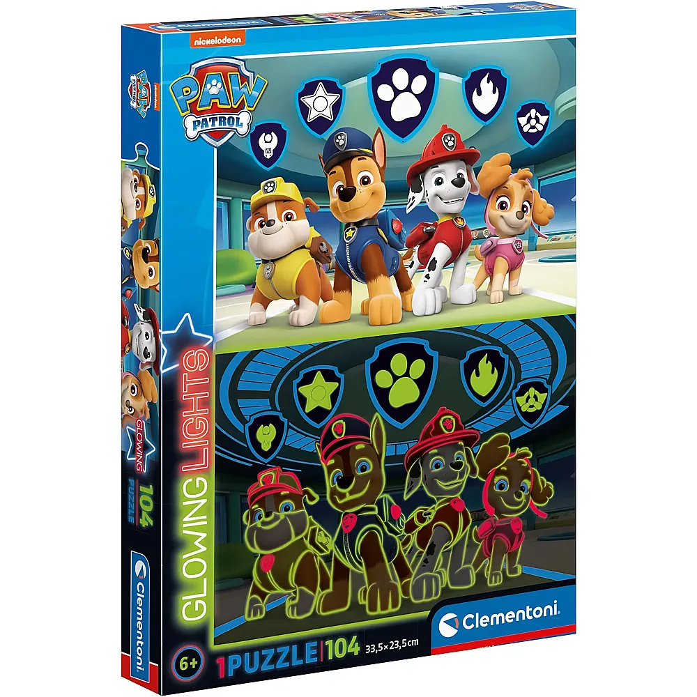 Clementoni Puzzle Supercolor Glow in the Dark Paw Patrol 104Teile