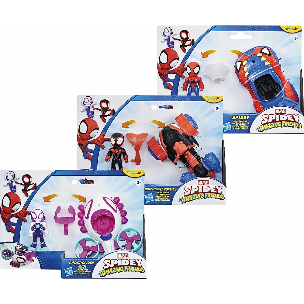 Hasbro Spidey Fahrzeug Evergreen ass. 3-fach ass., Fahrzeug und Figur